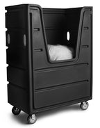 Meese 72P Commercial Laundry Linen Truck Cart, Polyethylene (HDPE), Poly Base, Bulk-Trux Mobile Laundry Cart with Two Swivel & Two Rigid Wheels, 38-Bushel / 48 Cu. Ft. Capacity, Black