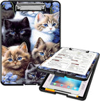 A4 Clipboards,Heavy Duty Waterproof Nursing Plastic Folder Clipboard with Storage Clip Boards,File Folder Storage Box Clipboard Case for Teacher,Doctor,Offices,Cute Cats