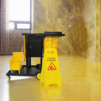 Commercial Janitorial Cart with Key-Locking Cabinet | 500 Lbs Capacity 48" D x 19" W x 39" H Cleaning Carts on Wheels | Janitorial Supplies Housekeeping Cart for Business School Office