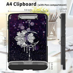 Clipboard with Storage High Capacity Plastic Nursing Clipboards with Pen Holder File Folder Storage Box Clipboard with Heavy Duty Clips for Teacher,Doctor,Offices-Moon Star Galaxy Florals