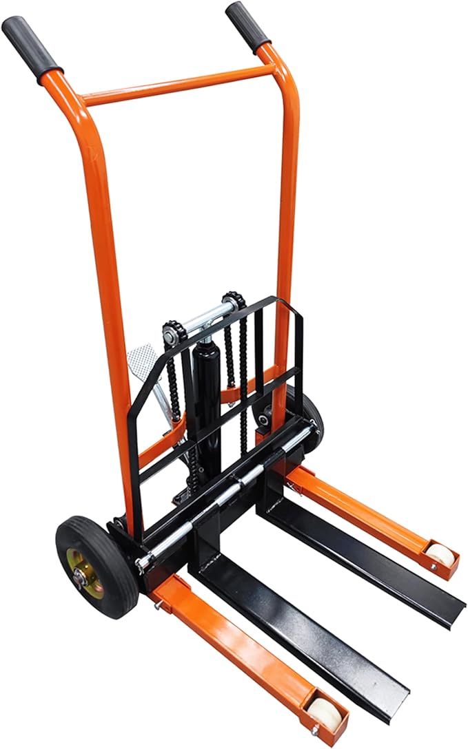 TECHTONGDA Manual Winch Stacker Pallet Truck Dolly Hydraulic Lifting Hand Truck 440 LBS Load, 35.4 Inch Max Lift