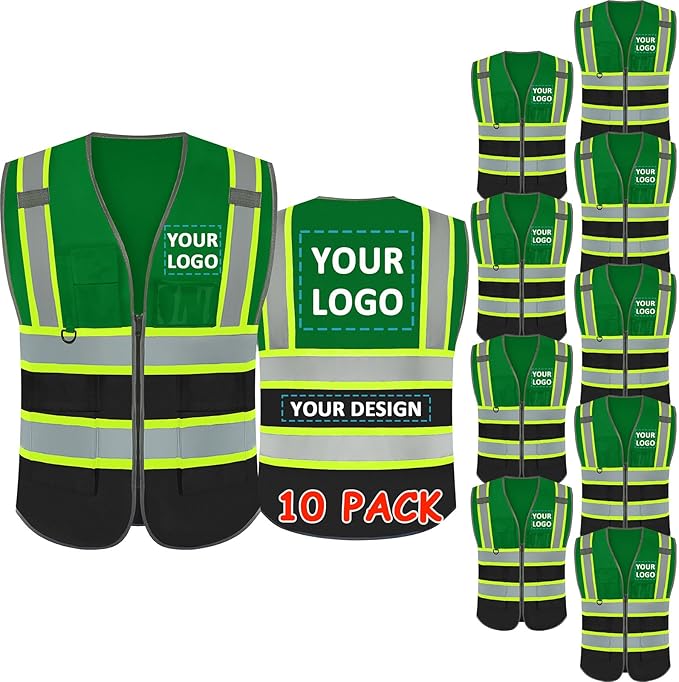 BeautyWill Custom Logo Safety Vest Class 2 High Visibility Reflective Vest for Men - Personalized Logo Team Vest