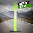 RoadHero 45 Inch Delineator Post with Base, Portable Lime Green Traffic Delineator Posts Cones with Reflective Collars for Parking Lots, Road Safety, Construction Events 3 Pack