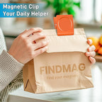 FINDMAG Extra Strong Magnetic Clips, 2.2inch Magnetic Binder Clips Heavy Duty, Large Christmas Light Clips with Magnet for Refrigerator, Office, Hanging Photos, Classroom (4Pack, Orange)