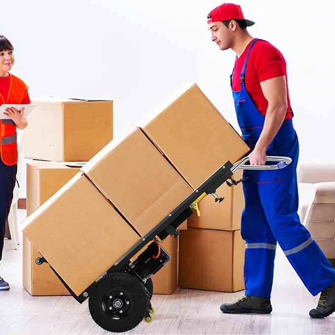 Motorized Hand Truck for Moving Furniture Stair Climbing Hand Truck Dollys Cart with Stair Climbing Wheels Electric Crawler Black