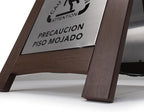 Premium Outdoor Composite Caution Wet Floor Sign – Bilingual w/Non-Skid Plastic Feet, Black Plate – For Hotels, Schools, Offices, Areas, Restrooms, Pool Decks & Shops, Brown