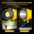 LED Work Light Compatible with DEWALT, Portable Dual Head Handheld Spotlight with 600 Yard Distance - 64W LED Lighting for Dewalt 18V 20V Max Battery for Outdoor Construction, Battery Not Included