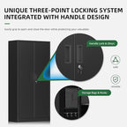 Greenvelly Storage Cabinet with Pegboard,72" Black Garage Steel Locking Cabinet with Doors and 4 Adjustable Shelves,Metal Garage Cabinet for Home Office,Pantry,School(36" Wx18 D)