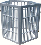 Pet Dog Gate Strong and Durable Freestanding Folding Acacia Hardwood Portable Wooden Fence Indoors or Outdoors by Urnporium (White Pet Gate, 5 Panel 30" Tall)