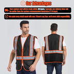 BeautyWill Custom Safety Vest Customized Logo Class 2 High Visibility Reflective Vest with Pockets Construction workwear