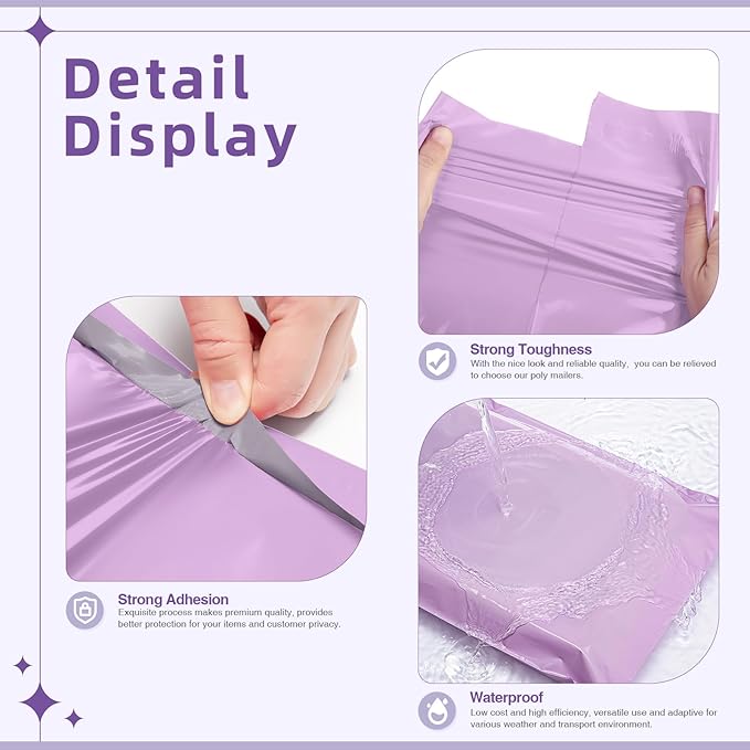 Fuxury Extra Large Poly Mailers 24x36" 25 Pcs, 2.5mil Bulk Shipping Bags for Clothing,Strong Adhesive Shipping Envelopes,XL Heavy Duty Poly Mailing Bag for Business,Light Purple