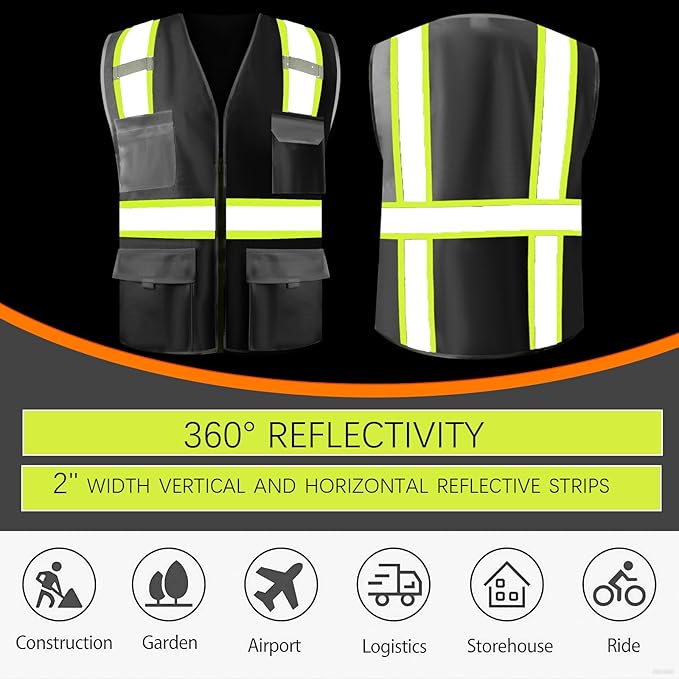 BeautyWill 10/20 Pack Custom Logo Safety Vest,Bulk High Visibility Class 2 Reflective Work Vests