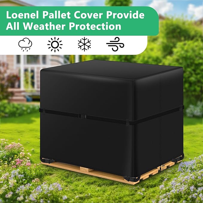 Zipper Pallet Cover,KY-HUAEN 900D Heavy Duty Pallet Covers Fits Large Pallets Up to 48" x60"x48" Waterproof,Rip-Proof, Fade Resistant, With Fixed Rope