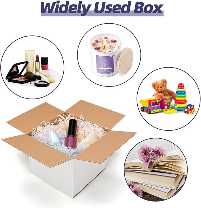 Shipping Boxes 7X7X6 Set of 40, White Corrugated Cardboard Box for Mailing Business Packaging