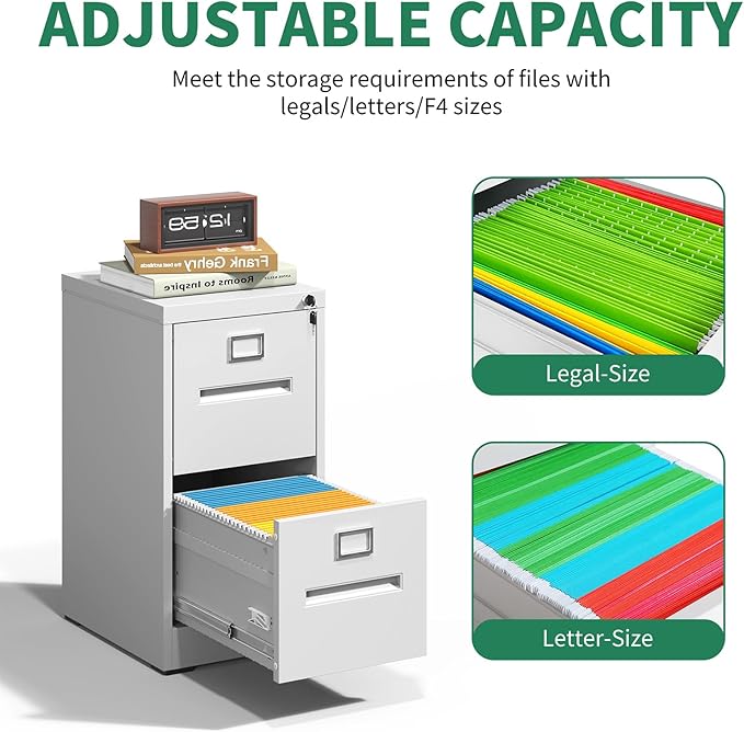 Metal File Cabinet with Drawer,Vertical File Cabinet with Lock for A4/Letter/Legal Size Files,Steel Filing Cabinets for Home Office,Assembly Required