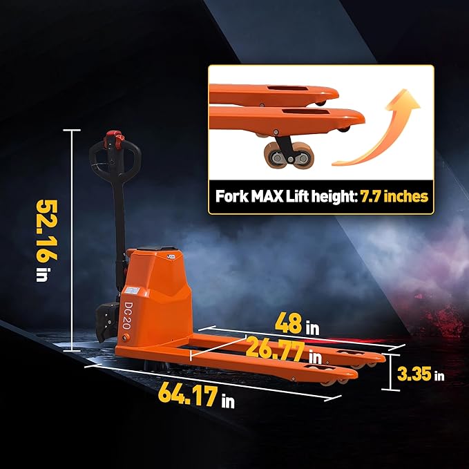 Full Electric Pallet Jack,Lithium Battery Truck Powered Handling Jacks,4400 Lbs Electric Pallet Truck 48" X 27" Forks ，Safety Equipment Suitable for Industrial and Commercial Applications