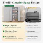 Crownland 63" Metal Storage Cabinet, Lockable Garage Storage Cabinets, High Office Cabinet with Adjustable Shelves for Garage, Home Office, Pantry, File(Cement Grey)