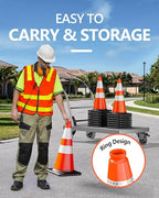 (24 Pack) BATTIFE Traffic Cones 28 Inch with Black Weighted Base, PVC Orange Cone for Traffic Control, Construction Events, Driveway Road Parking Lot