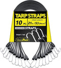 41'' Rubber Bungee Cords Heavy Duty Outdoor with 73.8" Max Stretch & Over 176 lbs Load, 100% EPDM Black Bungee Straps with Crimped S Hooks for Cargo, Tarps, Truck, Motorcycle, Weatherproof (10 Pack)