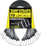 41'' Rubber Bungee Cords Heavy Duty Outdoor with 73.8" Max Stretch & Over 176 lbs Load, 100% EPDM Black Bungee Straps with Crimped S Hooks for Cargo, Tarps, Truck, Motorcycle, Weatherproof (10 Pack)