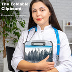 Clipboard with Storage,Heavy Duty Plastic Storage Clipboard with Low Profile Clip,Teacher Must Haves,Office Supplies,Nature Mountain Forest