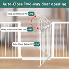 Fairy Baby 51.6"-54.3" Extra Wide Baby Gates for Doorways, Safety Child Gate for Kids Dog, Metal Auto Close Stair Gates Indoor for Children Toddler Pressure Mount Kit, Walk Thru Garden Gate, White
