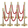 8 PCS Stainless Steel Stanchion Post,5Ft Red Velvet Rope, Hollow Base and Velvet Ropes Safety Barriers Set, Poles Crowd Control Barriers for Red Carpet Themed Decoration (8)