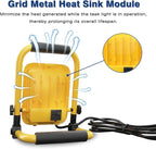LHOTSE 5000LM LED Work Light, 30W Portable Flood Light with Socket, Outside Work Lights with Stand, Angel Adjustable Worklight for Workshop Garage,Construction Site, IP54 Waterproof