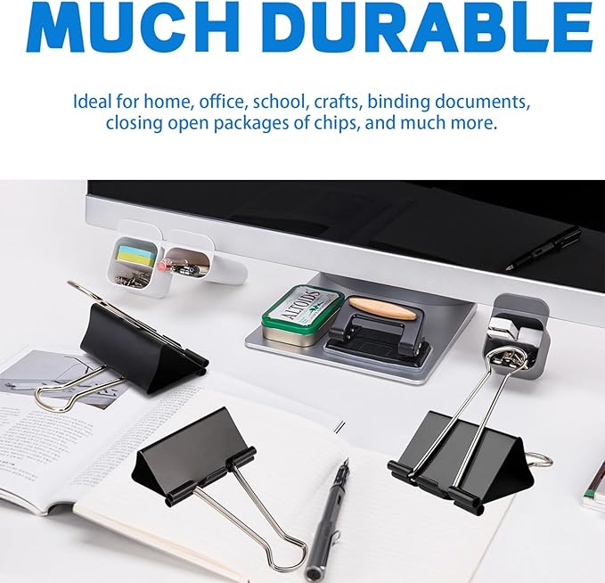 50 Pack Extra Large Binder Clips 2.4 Inch, Upgrade Large Binder Clips Big Paper Clips Clamps for Office and Home Supplies, Black