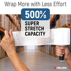 5" x 1000’ Industrial Strength Stretch Wrap, Ready to Use Pack of 4 Mini Rolls with one Handle, Clear Plastic Film, 80 Gauge Thick, 500% Elongation – Heavy-Duty Shrink Wrap for Moving, Packing