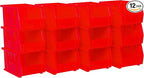 Akro-Mils 30237 AkroBins Plastic Storage Bins, Space-Saving Stackable Bins for Garage, Pantry, Craft Organization, 9" x 6" x 5", Red, 12-Pack