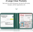 CoBak Car Registration and Insurance Holder - Vehicle Glove Box Car Organizer, Auto Truck Comparment Accessories Case for Essential Document, Driver License, Cards (Blossom Forest Green)