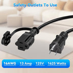 Kasonic 25 Feet Outdoor Extension Cord, ETL Listed, SJTW 16AWG/13A 3 Prong Power Cord Extension for Home or Office Use, Black
