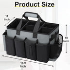Wearable Large Cleaning Caddy Bag for Housekeeper, Clean Supply Organizer with Adjustable Shoulder, Waist & Handle Straps, Detailing Bag for Kitchen Supplies (Black&Gray)