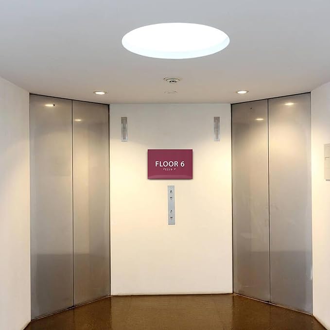 6" X4" Floor 6 Sign - ADA Compliant Tactile Graphics Grade 2 Braille Text | Wall Mount Plastic Directional Assistance, Floor Number Sign for Office, Schools, Hospitals, Apartments