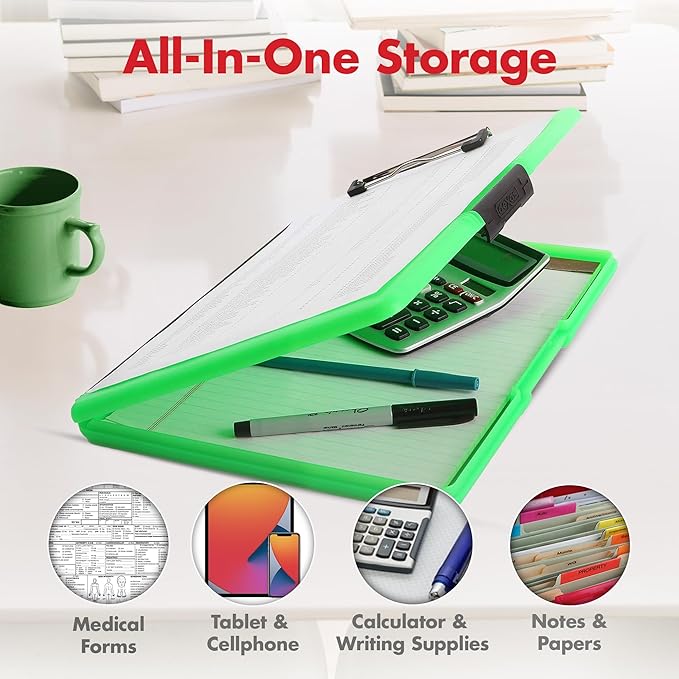 Dexas Slimcase 2 Plastic Clipboard with Storage and Side Opening