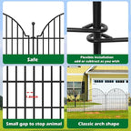 Decorative Metal Garden Fence with Gate Lock 10 Panels, 40in (H) x 23.6ft (L) No Dig Dog Fence Outdoor for Yard, Temporary Rustproof Metal Wire Rabbit Dog Garden Border Fencing for Patio