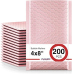 Fuxury Bubble Mailers 4x8 Inch Light Pink 200 Pack Padded Envelopes Usable Size 4x7" Thick Mailing Envelopes Bubble Opaque Padded Mailers Shipping Bags for Mailing Jewelry Makeup Small Business#000
