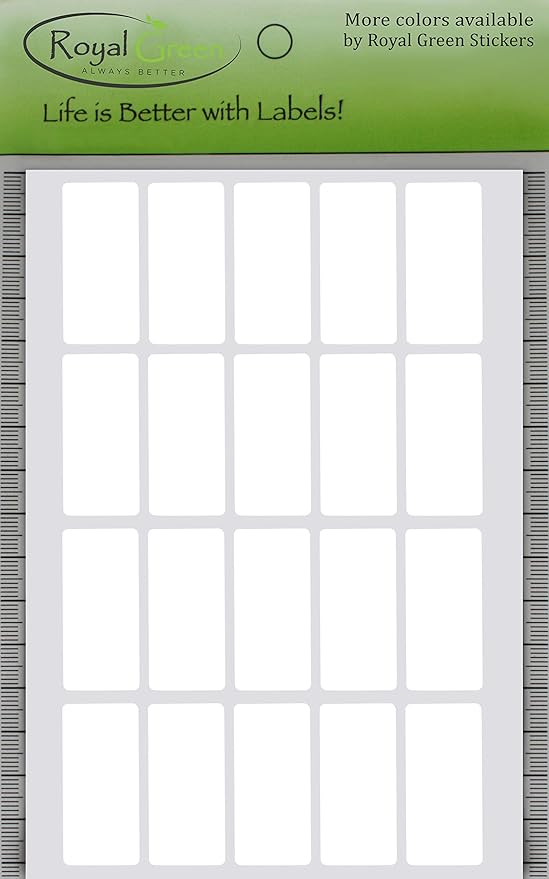 Royal Green Color Code Labels Rectangular Stickers in White 1.57 inch x 0.75 inch (40mm x 19mm) - 2000 Pack