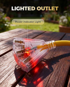 3 FT Auto GFCI Extension Cord Outdoor with 3 Prong Plugs, 12/3 SJTW Heavy Duty Power Cable with Multiple Outlets, 3 Outlets with Indicator Light, UL Listed, Yellow