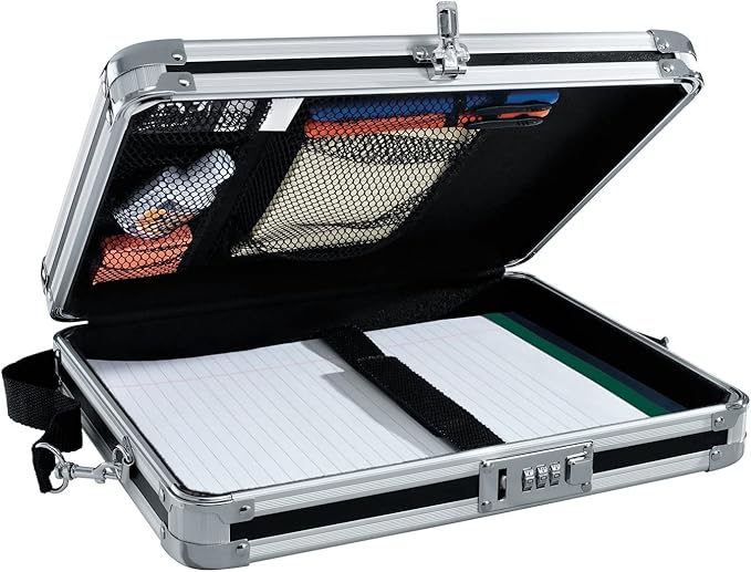 Vaultz Locking Clipboard with Storage - Heavy Duty Metal Clip Board Box Holds 8.5" x 11" Letter-Size Paper or Tablet Device - Combination Lock, Black