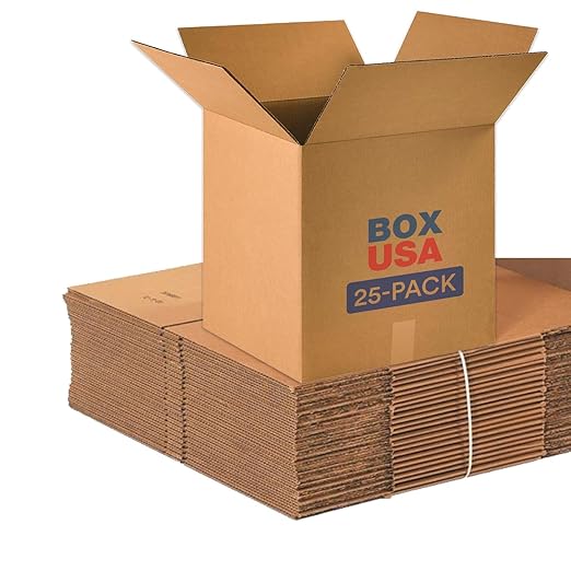 BOX USA 16 x 16 x 16 Corrugated Cardboard Boxes, Medium 16"L x 16"W x 16"H, Pack of 25 | Shipping, Packaging, Moving, Storage Box for Home or Business, Strong Wholesale Bulk Boxes