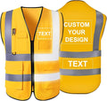 Personalized Safety Vest Custom High Vis Vest Customize Logo Safety Vest with Reflective Strip 5 Pockets Workwear