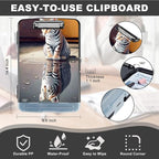 Clipboard with Storage,Heavy Duty Plastic Storage Clipboard with Low Profile Clip,Teacher Must Haves,Office Supplies,Cute Tiger