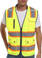 Reflective Safety Vest for Men and Women - High Visibility Construction Vest - Dual Tone Reflective Strips