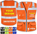 BeautyWill Custom Logo Safety Vest Class 2 High Visibility Reflective Vest for Men - Personalized Logo Team Vest
