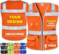 BeautyWill Custom Logo Safety Vest Class 2 High Visibility Reflective Vest for Men - Personalized Logo Team Vest