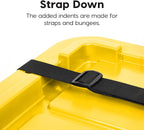 IRIS USA 4-Pack 12 Gallon Storage Bins with Lids |Made in USA| Heavy Duty Plastic Tote Containers for Truckbed Tool Box Organization, Large - Black/Yellow