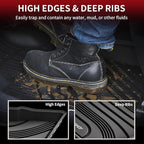 LASFIT Floor Mats for Hyundai Santa Fe 2021 2022 2023 (Only Fit Gas, Not Fit Hybrid or PHEV), All Weather TPE Custom Fit Car Floor Liners 1st & 2nd Row Mats Accessoires, Black