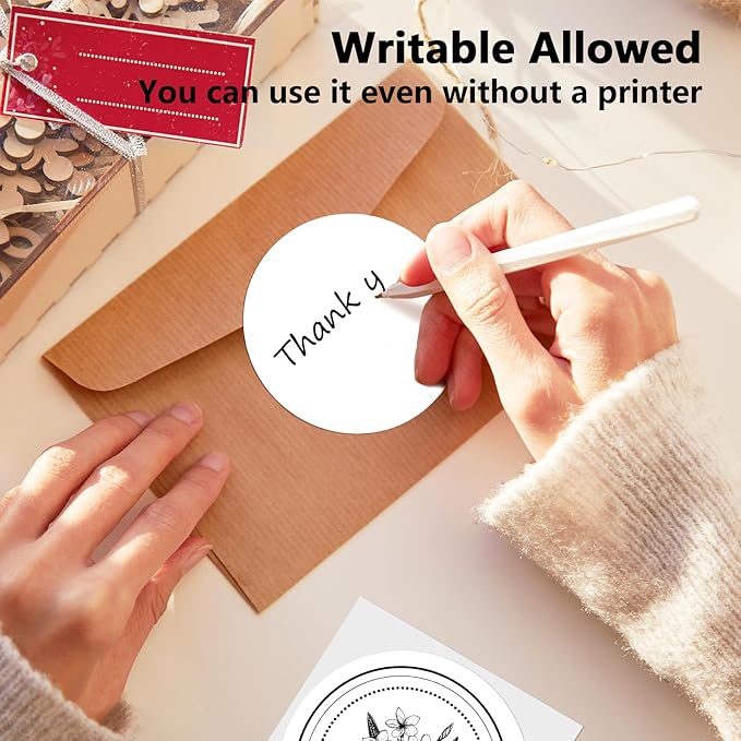 3 X 3 Inch Round Thermal Labels Circle Color Coding Labels Printable Waterproof 500PCS Round Stickers Adhesive Writable for Home, Garage, DIY Sticker, Barcodes,4 Rolls of White